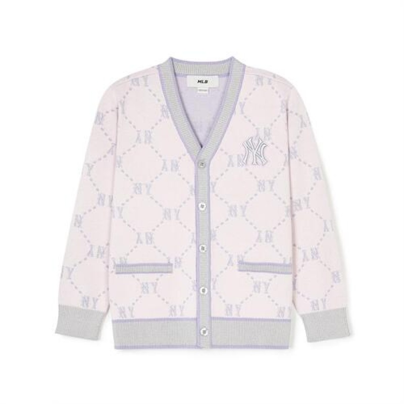 MLB Dia Monogram Cardigan Tops Grey | USA_MLB91465