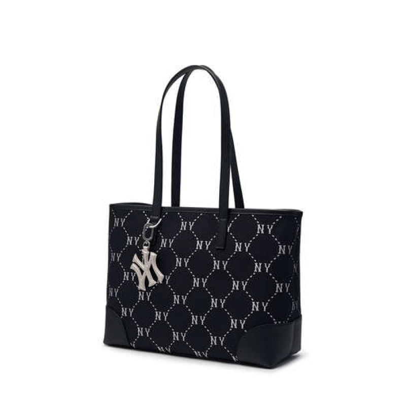 MLB Dia Monogram Jacquard Large Tote Bags Black | USA_MLB49152