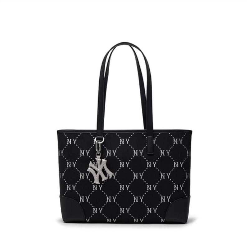 MLB Dia Monogram Jacquard Large Tote Bags Black | USA_MLB49152