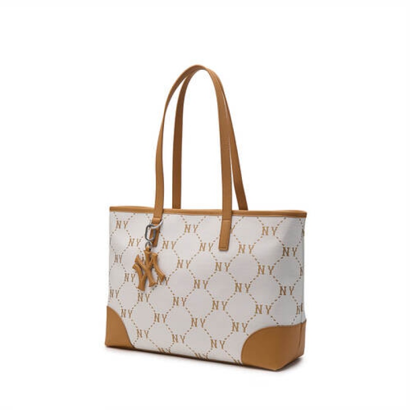 MLB Dia Monogram Jacquard Large Tote Bags White | USA_MLB22717