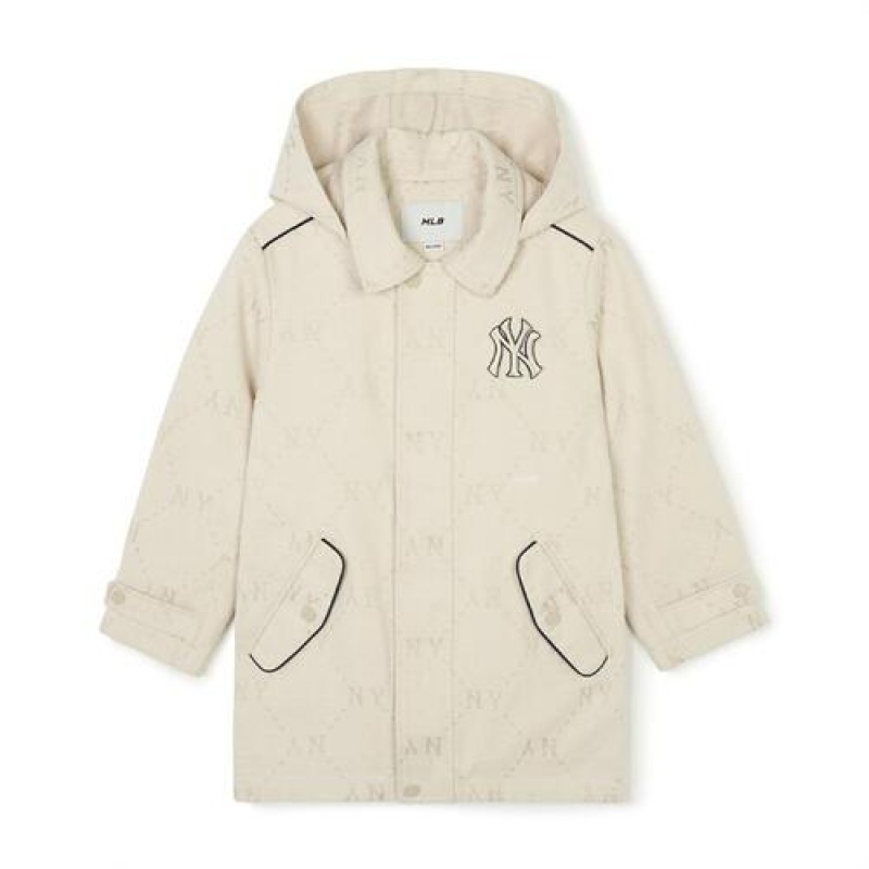 MLB Dia Monogram Jacquard Safari Jumper Outerwear White | USA_MLB99388