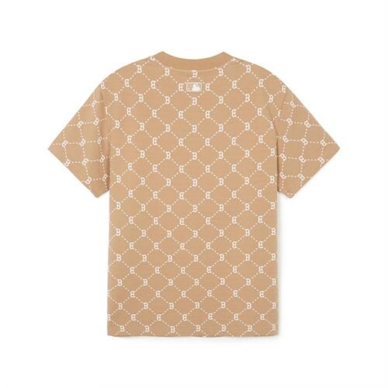 MLB Dia Monogram Jacquard T Shirts Beige | USA_MLB87304