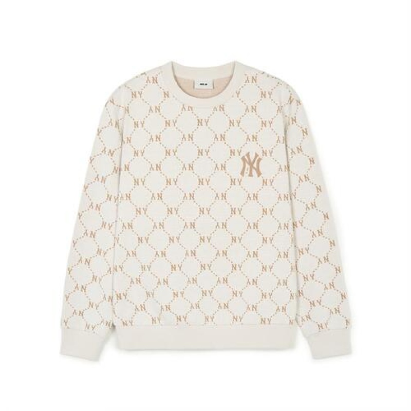 MLB Dia Monogram Jaquard Sweatshirts White | USA_MLB49320