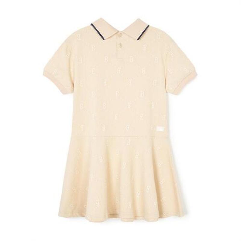 MLB Dia Monogram Jqd Pique Dress Tops Beige | USA_MLB60843