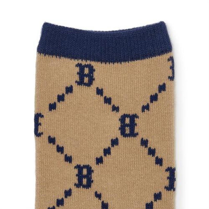 MLB Dia Monogram Jqd Socks Accessories Brown | USA_MLB25724