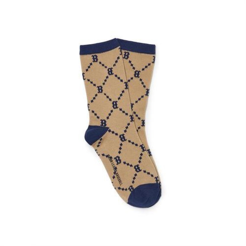 MLB Dia Monogram Jqd Socks Accessories Brown | USA_MLB25724