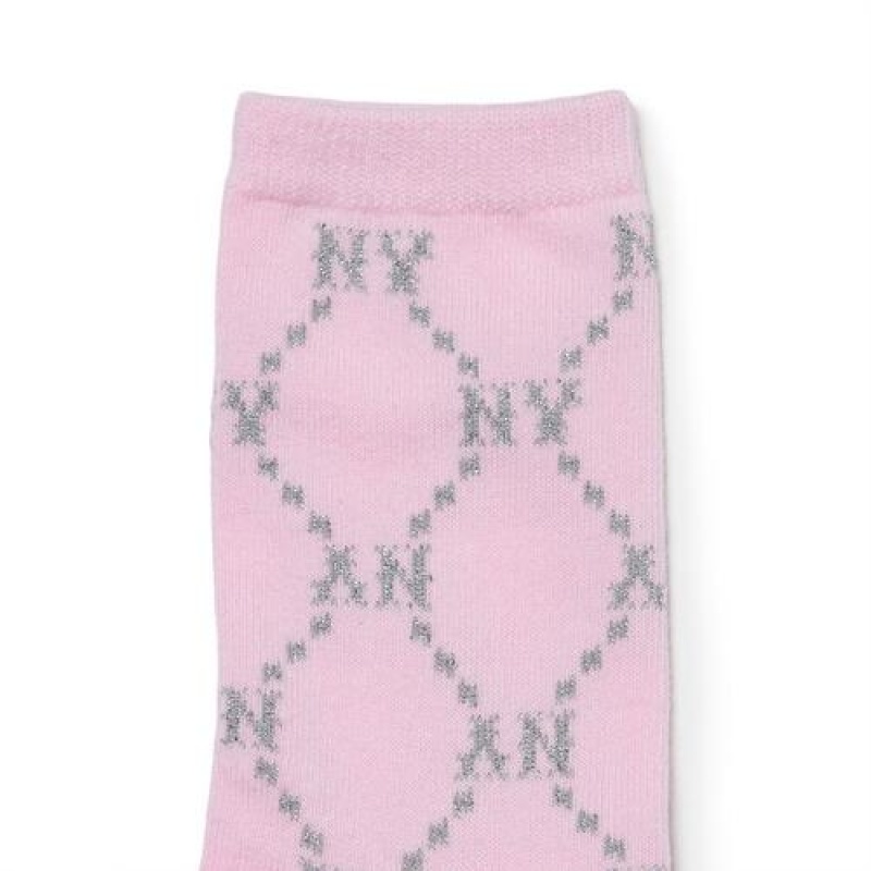 MLB Dia Monogram Jqd Socks Accessories Pink | USA_MLB81577