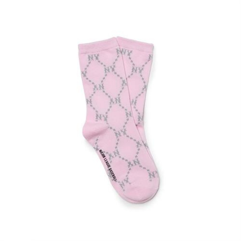 MLB Dia Monogram Jqd Socks Accessories Pink | USA_MLB81577