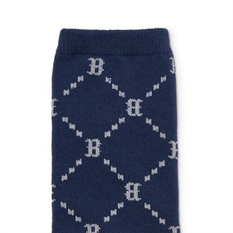 MLB Dia Monogram Knee Socks Accessories Navy | USA_MLB45787