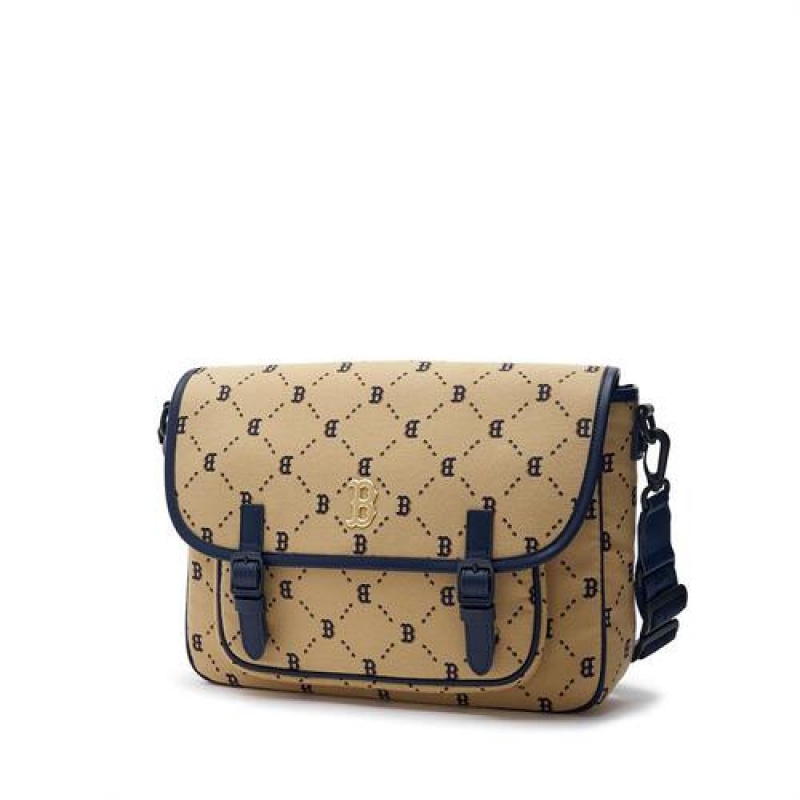 MLB Dia Monogram Messenger Bag Accessories Beige | USA_MLB52387