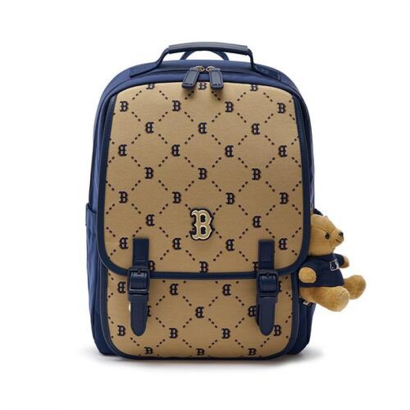 MLB Dia Monogram Premium School Bag Accessories Beige | USA_MLB70042