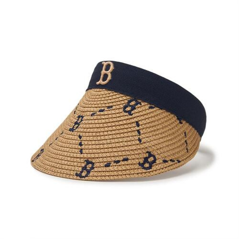 MLB Dia Monogram Raffia Sunvisor Cap Beige | USA_MLB81489