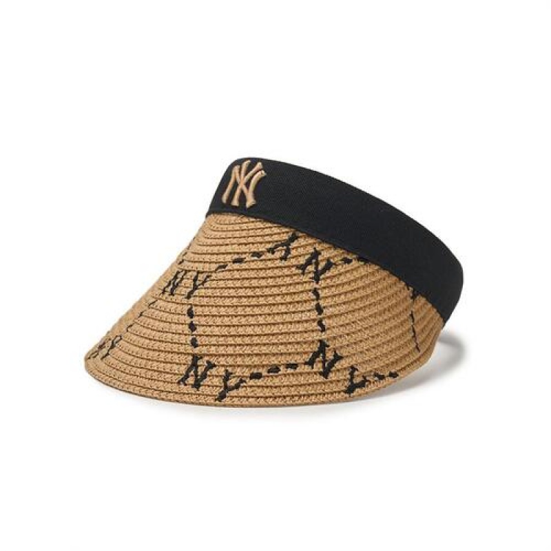 MLB Dia Monogram Raffia Sunvisor Cap Beige | USA_MLB87012