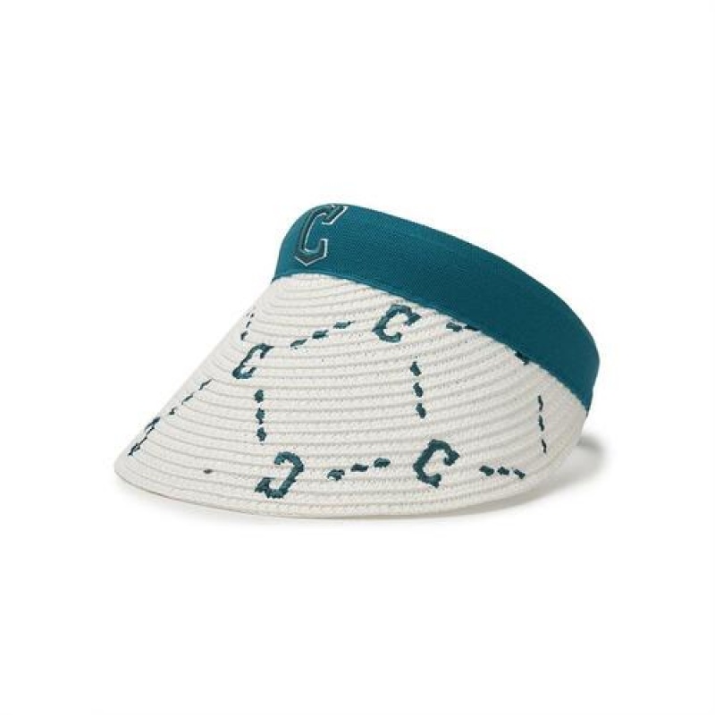 MLB Dia Monogram Raffia Sunvisor Cap Green | USA_MLB10419