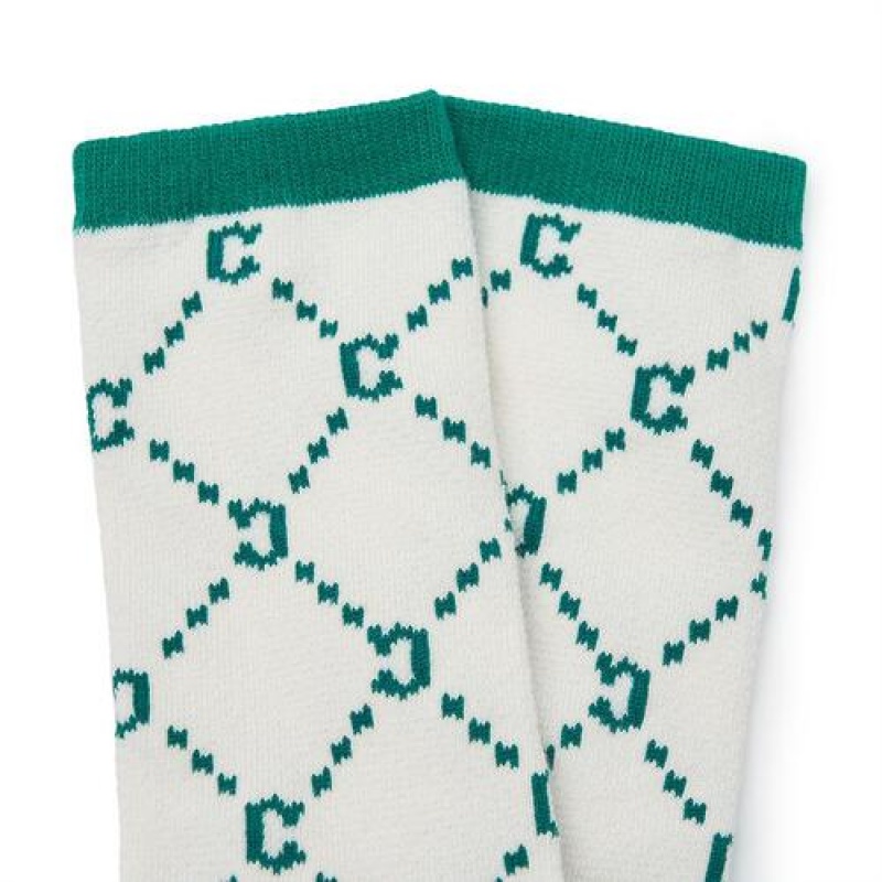 MLB Dia Monogram Skate Socks Accessories Green | USA_MLB26847