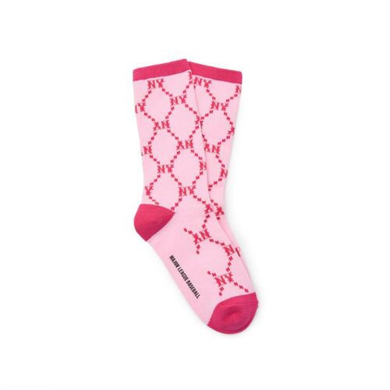 MLB Dia Monogram Skate Socks Accessories Pink | USA_MLB59314