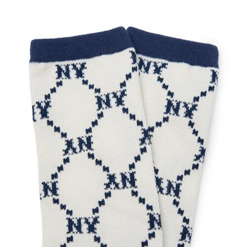 MLB Dia Monogram Skate Socks Accessories Navy | USA_MLB39327