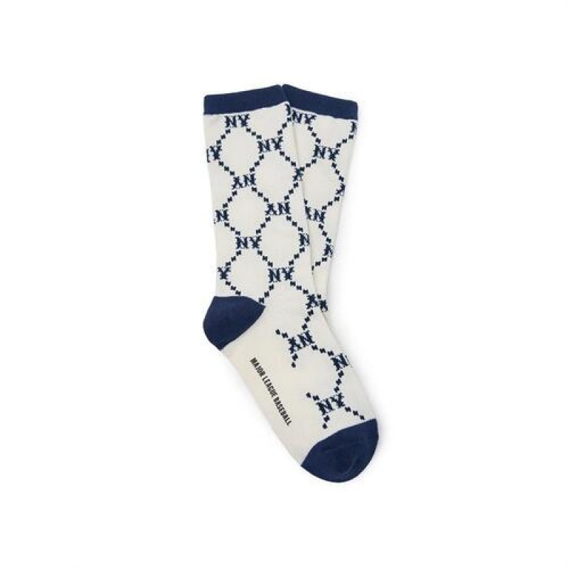 MLB Dia Monogram Skate Socks Accessories Navy | USA_MLB39327