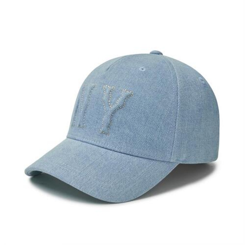 MLB Embo Logo Denim Structured Baseball Caps Blue | USA_MLB30583