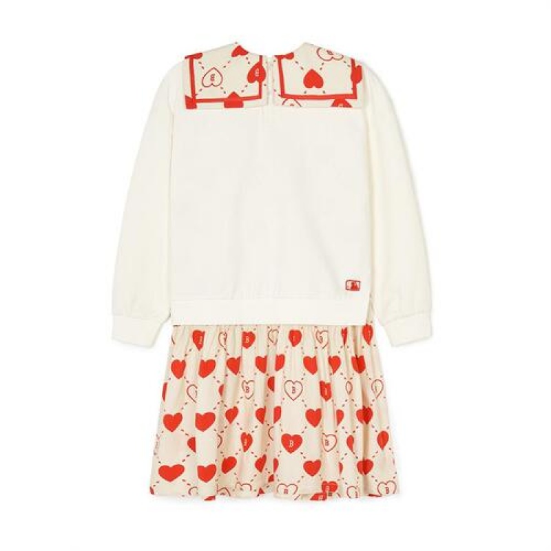 MLB Heart Dress Tops White / Red | USA_MLB45955