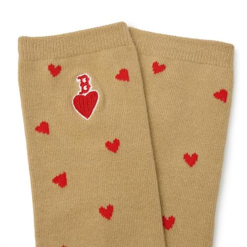 MLB Heart Knee Socks Accessories Brown | USA_MLB32624