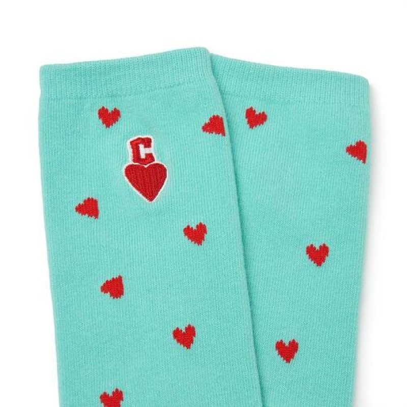 MLB Heart Knee Socks Accessories Green | USA_MLB33402