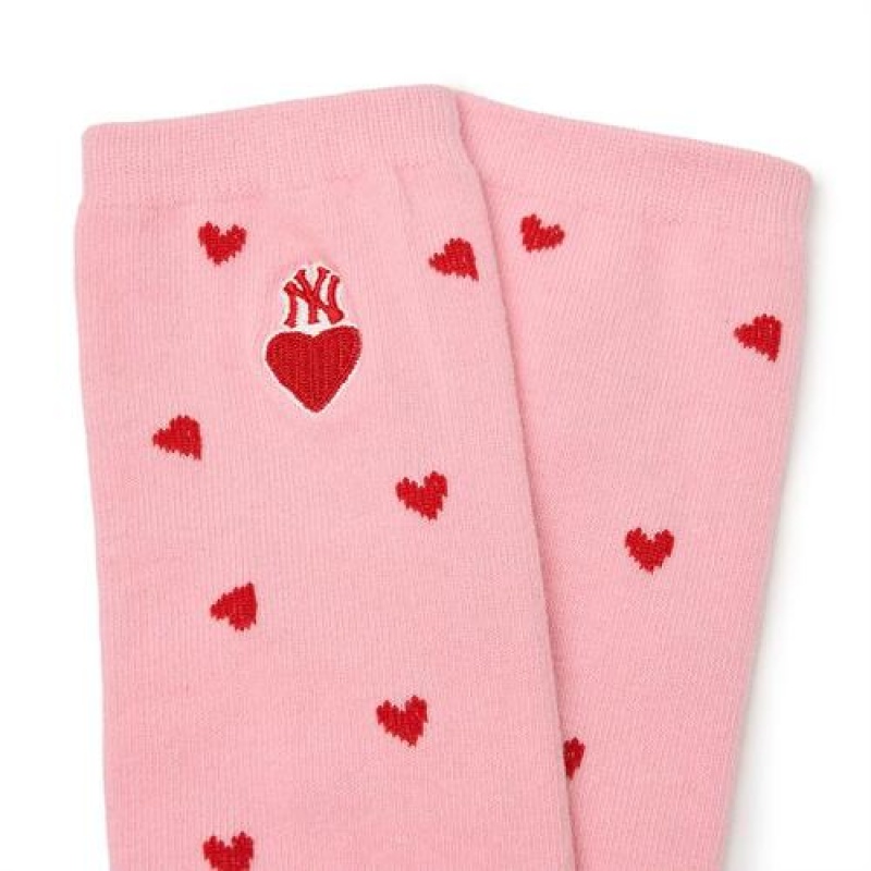 MLB Heart Knee Socks Accessories Pink | USA_MLB43187