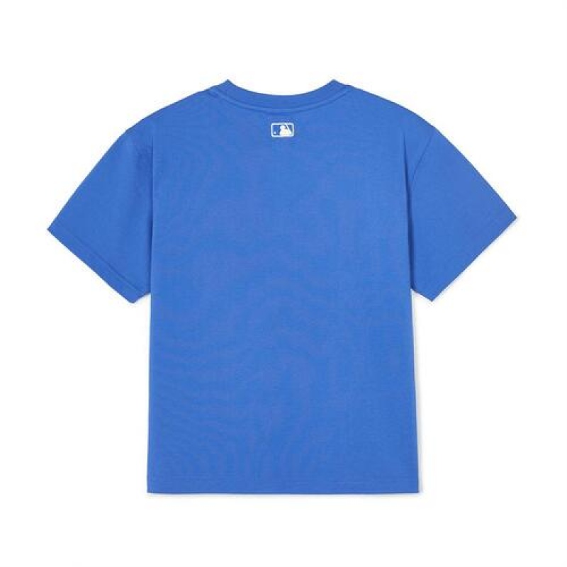 MLB Heart Logo T Shirt Tops Blue | USA_MLB11471