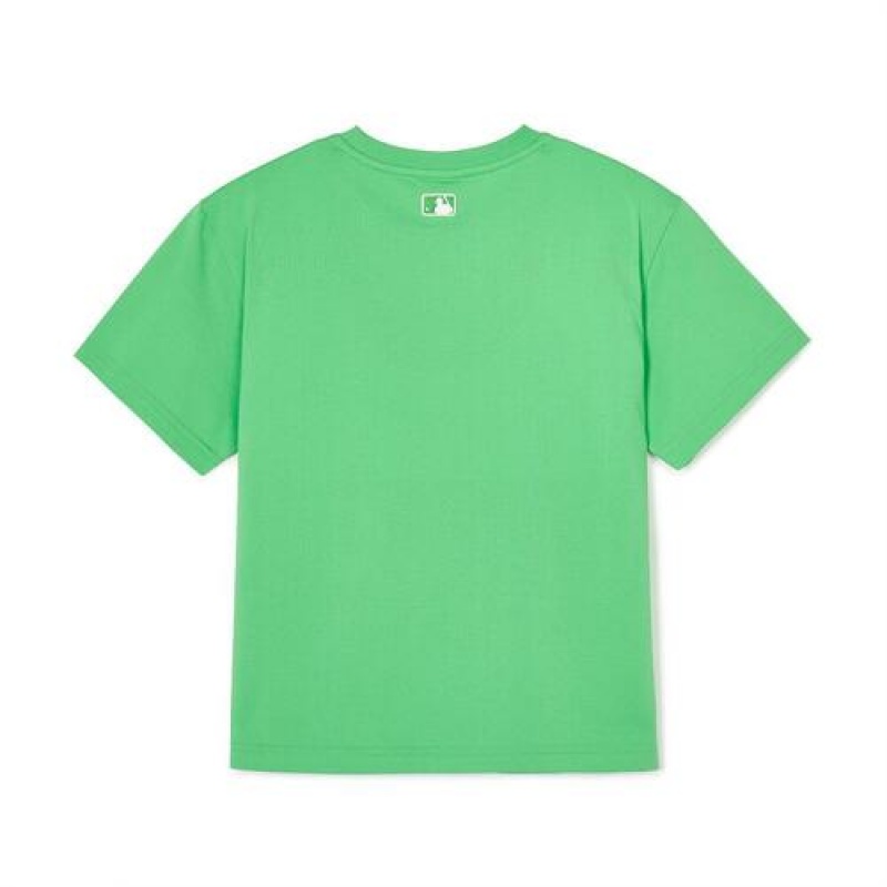 MLB Heart Logo T Shirt Tops Green | USA_MLB24479