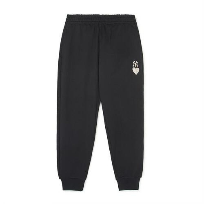 MLB Heart Logo Track Pants Bottoms Black | USA_MLB65596