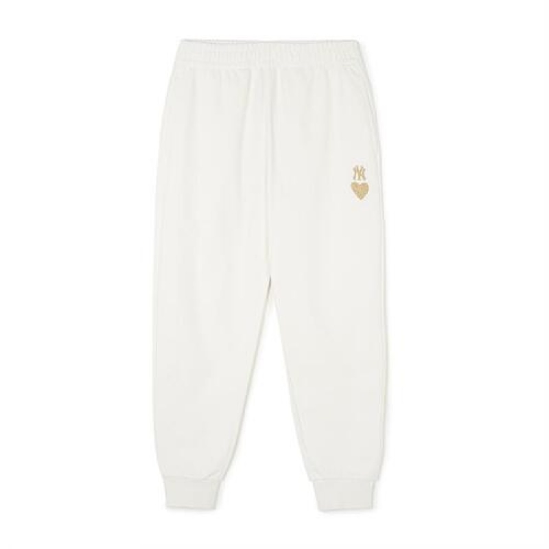 MLB Heart Logo Track Pants Bottoms White | USA_MLB98118