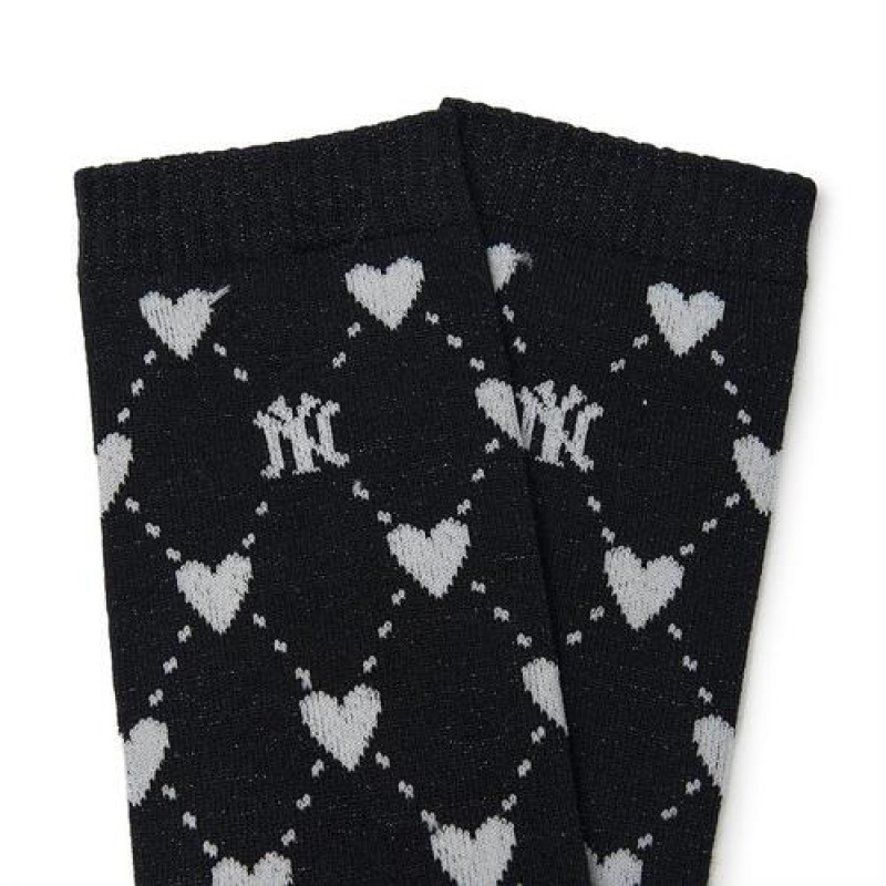 MLB Heart Mid Socks Black | USA_MLB96890