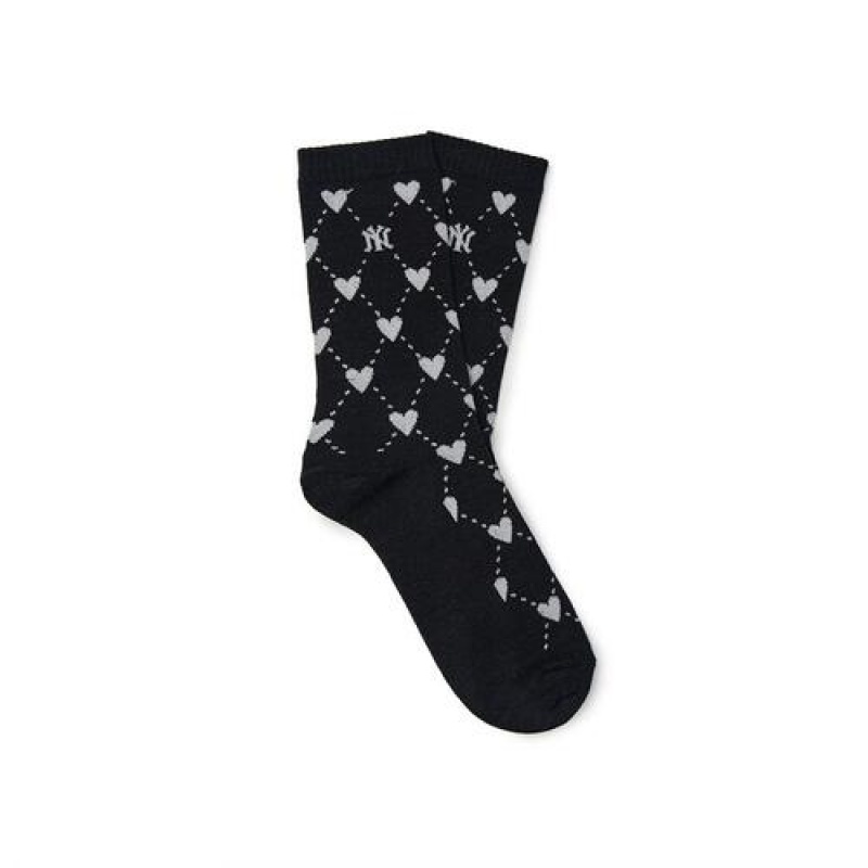 MLB Heart Mid Socks Black | USA_MLB96890