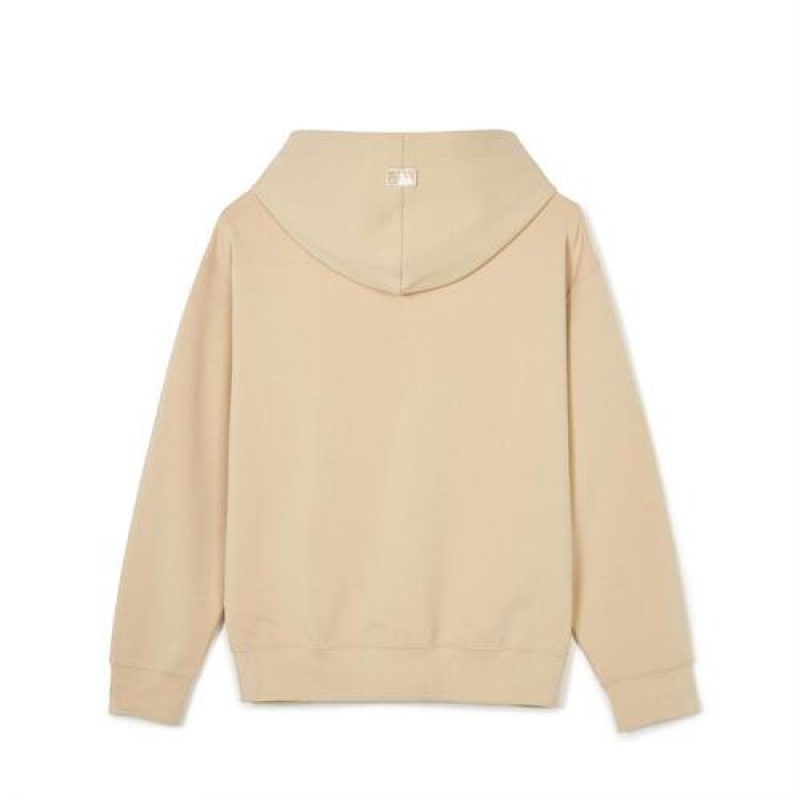 MLB Heart Overfit Hood Zip Up MLB Heart Beige | USA_MLB44616