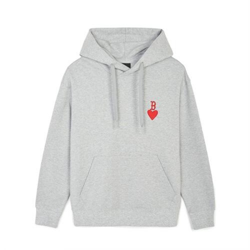 MLB Heart Overfit Hoodie MLB Heart Grey | USA_MLB90496