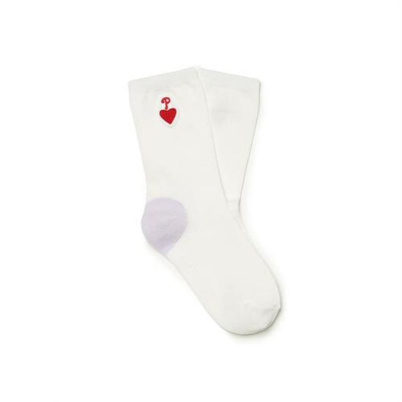 MLB Heart Point Socks Accessories White | USA_MLB87223