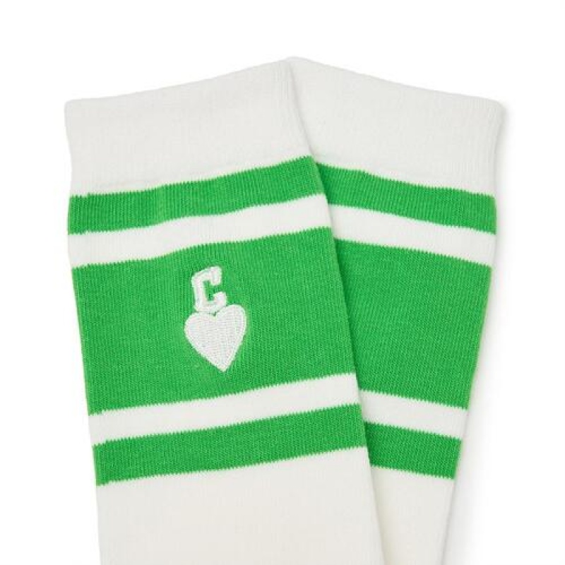 MLB Heart Skate Socks Accessories Green | USA_MLB40007