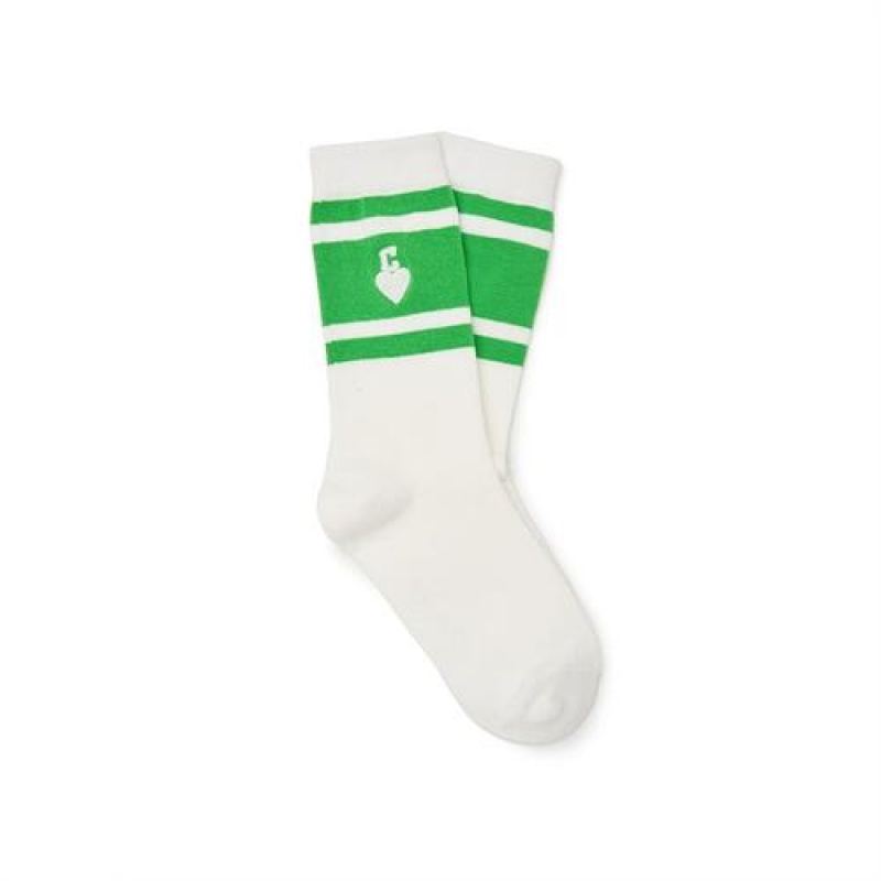 MLB Heart Skate Socks Accessories Green | USA_MLB40007