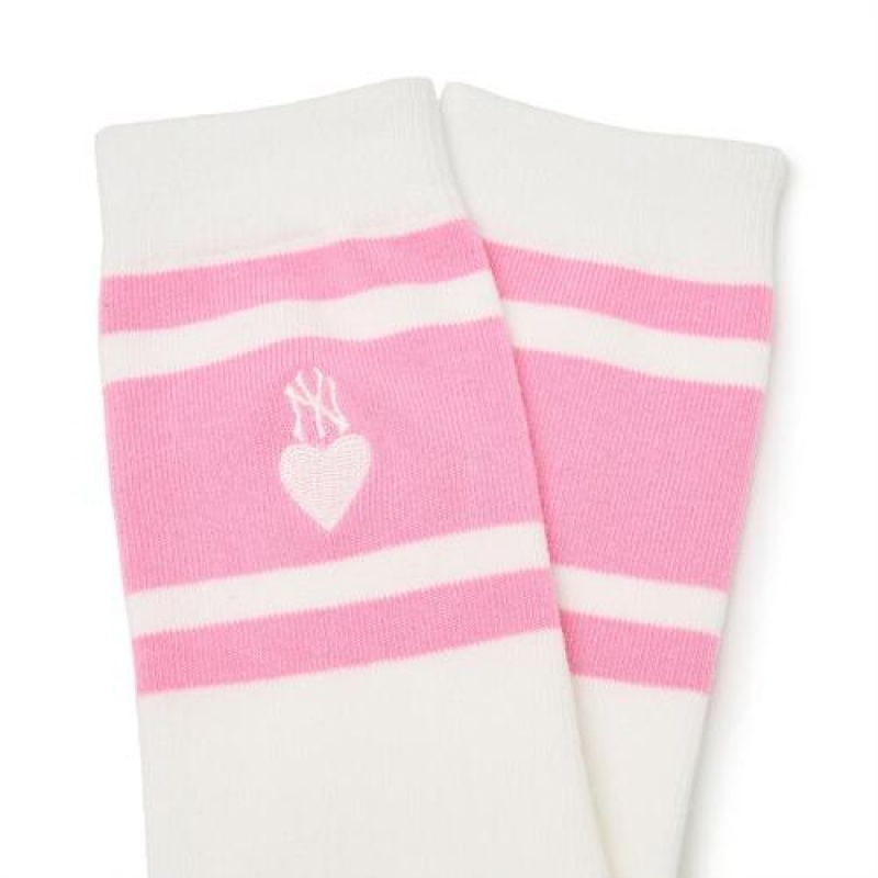 MLB Heart Skate Socks Accessories Pink | USA_MLB11214