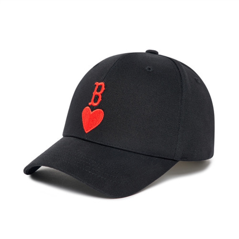 MLB Heart Structured Baseball Caps Black | USA_MLB76206