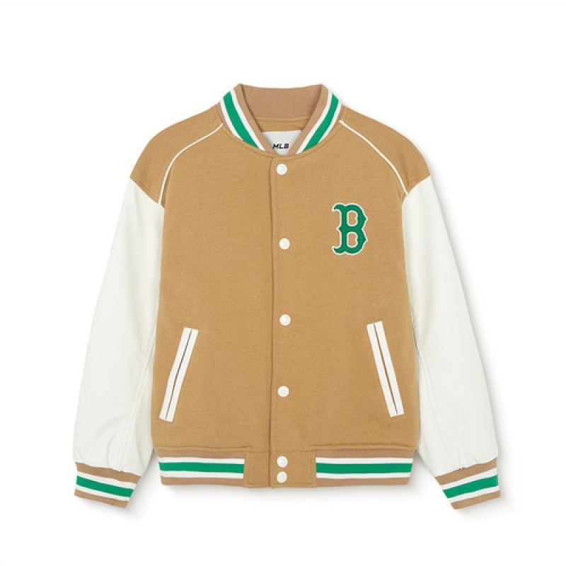 MLB Jersey Varsity Jumper Outerwear Beige | USA_MLB77984