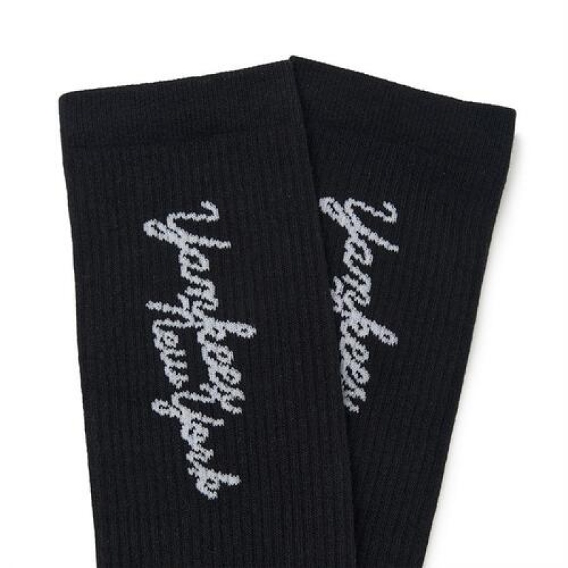 MLB Luxleisure Lettering Mid Socks Black | USA_MLB82093