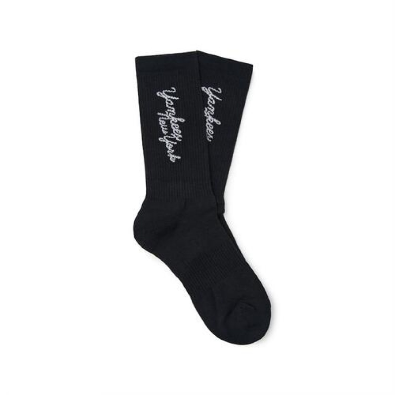 MLB Luxleisure Lettering Mid Socks Black | USA_MLB82093