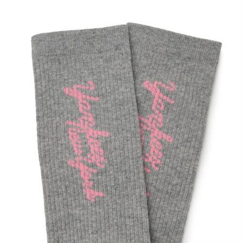 MLB Luxleisure Lettering Mid Socks Grey | USA_MLB94825