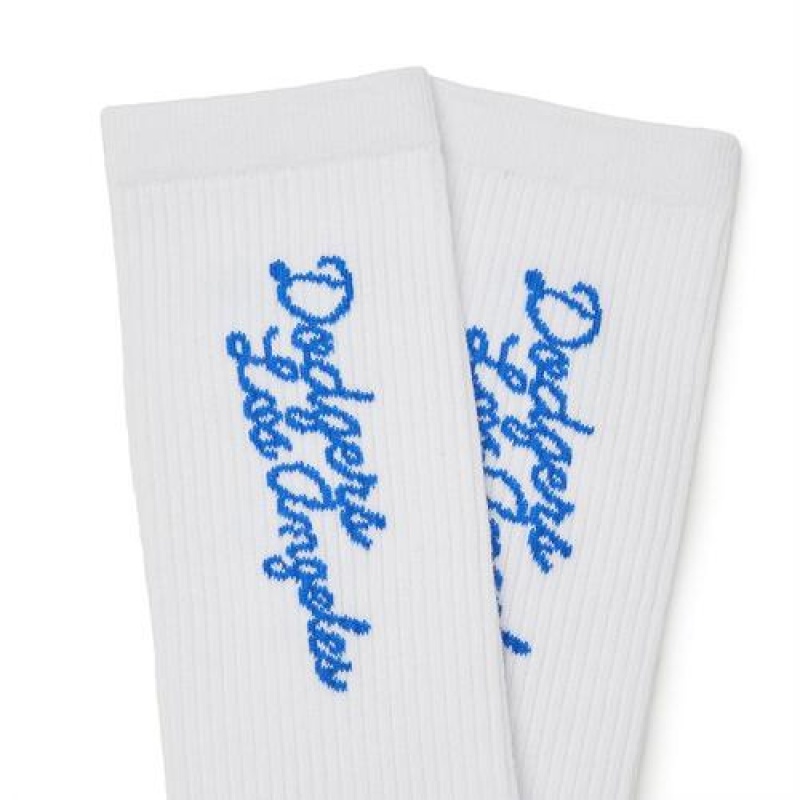 MLB Luxleisure Lettering Mid Socks White | USA_MLB11462