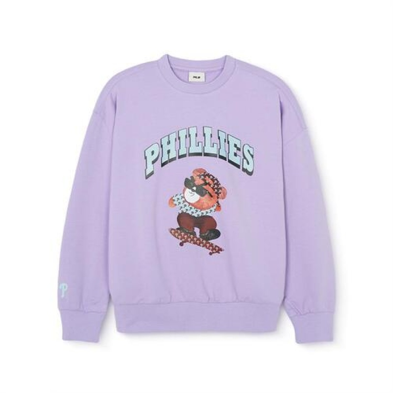 MLB Megabear Sweatshirt Tops Purple | USA_MLB42543