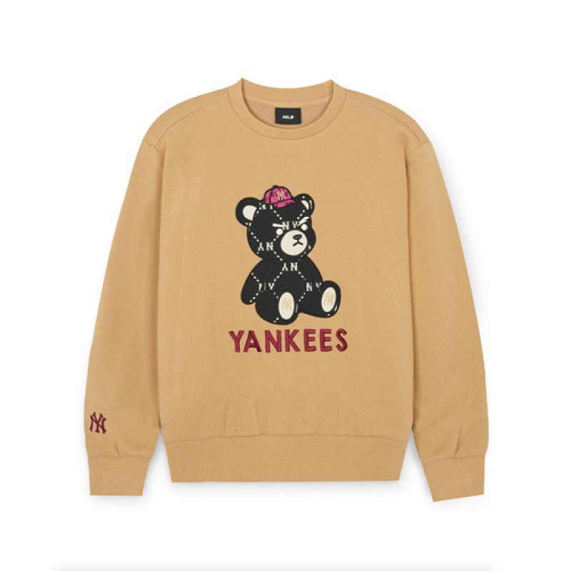 MLB Mono Megabear Sweatshirt Tops Beige | USA_MLB22863