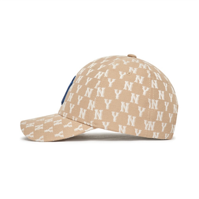 MLB Monogram Classic Baseball Caps Beige | USA_MLB45808