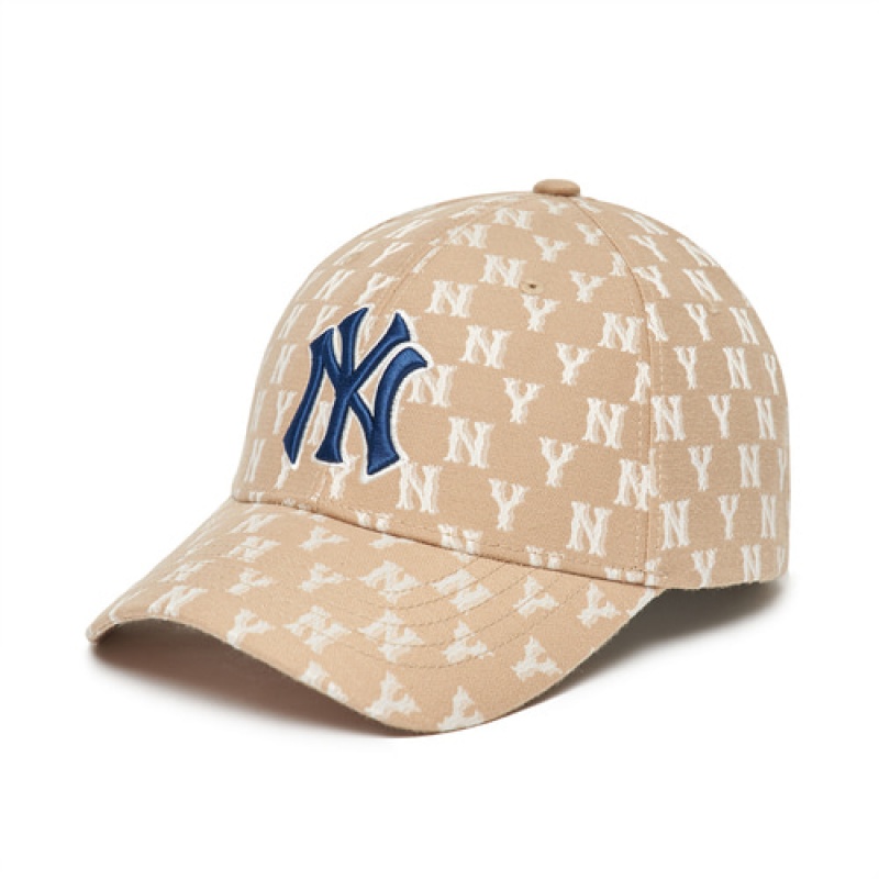 MLB Monogram Classic Baseball Caps Beige | USA_MLB45808