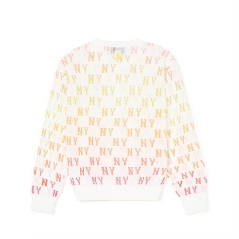 MLB Monogram Gradation Cardigan Tops Pink | USA_MLB24038